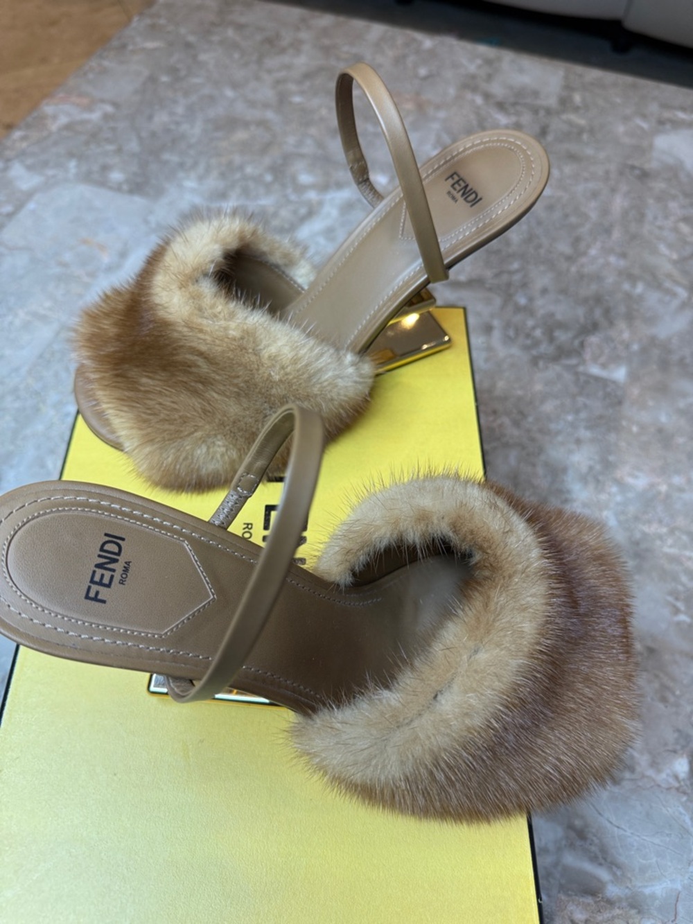 Fendi Brown Fur Slide Mules - Picture 8 of 8